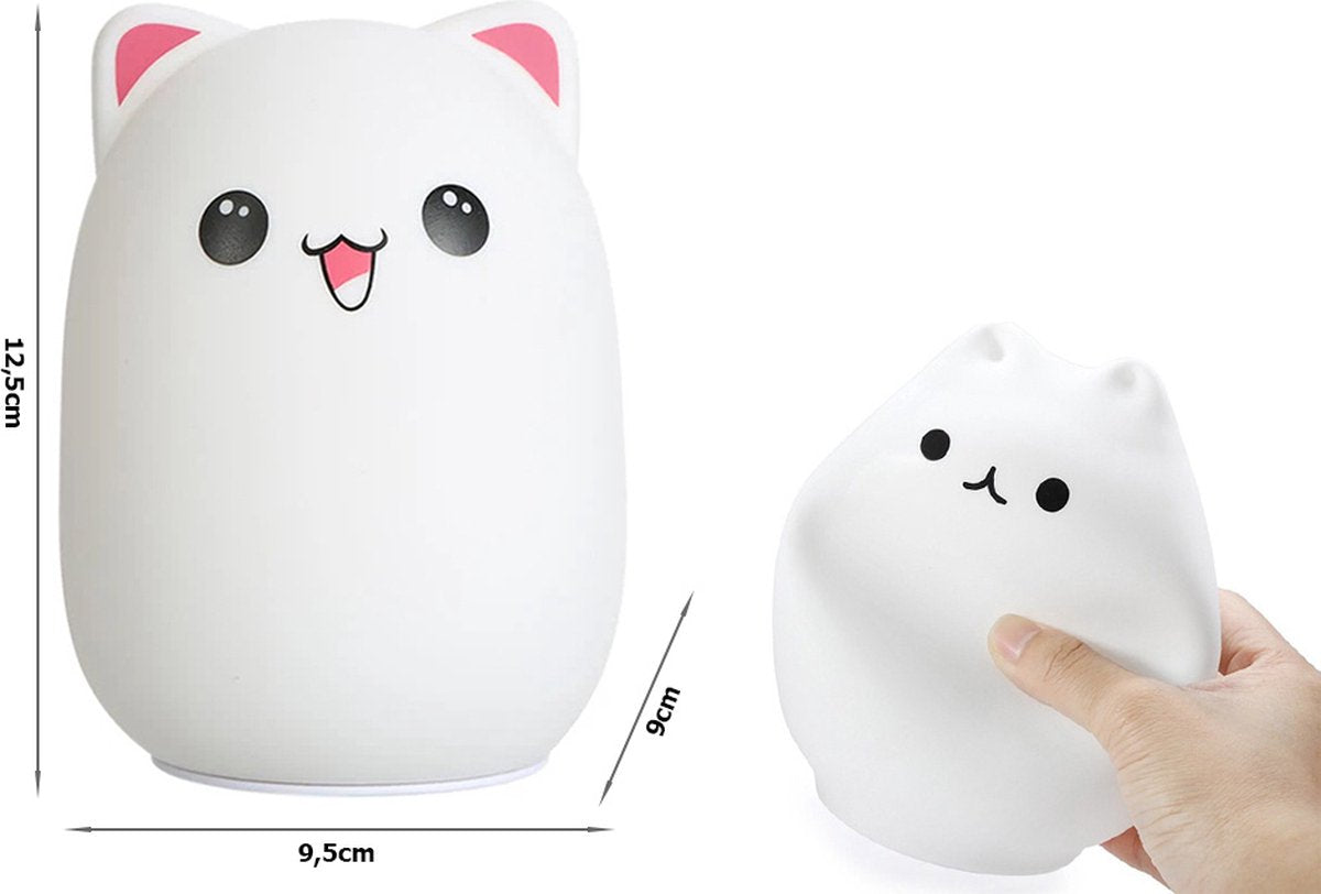 Nachtlampje voor kinderen - Led - Kat - kitten met afstandsbediening