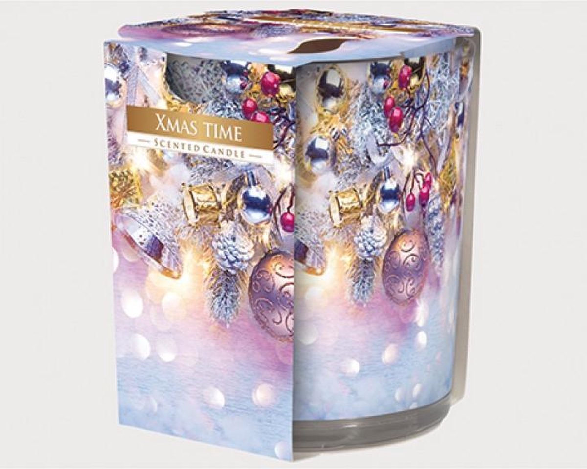 Geurkaars motiefglas 'Xmas Time' 120gr wax