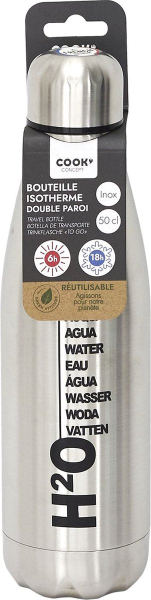 Drinkfles - Thermosfles - Thermosfles met tekst - RVS - 500ml - Inox