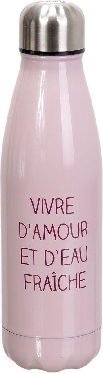 Drinkfles - Thermosfles - Thermosfles met tekst - RVS - 500ml - Inox