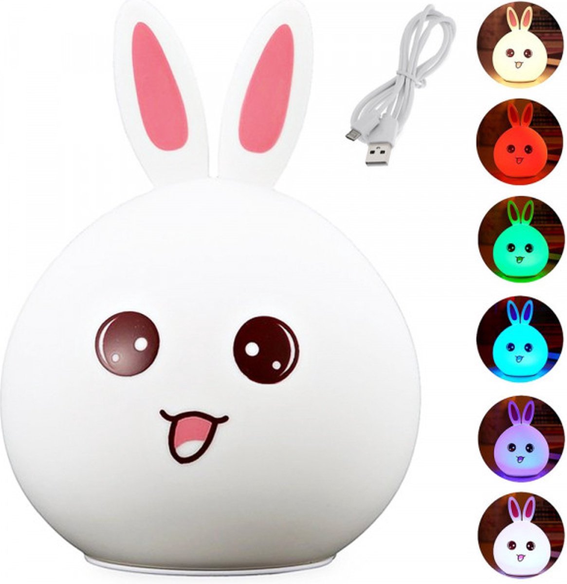 Kinderbedlampje led konijn rgb touch