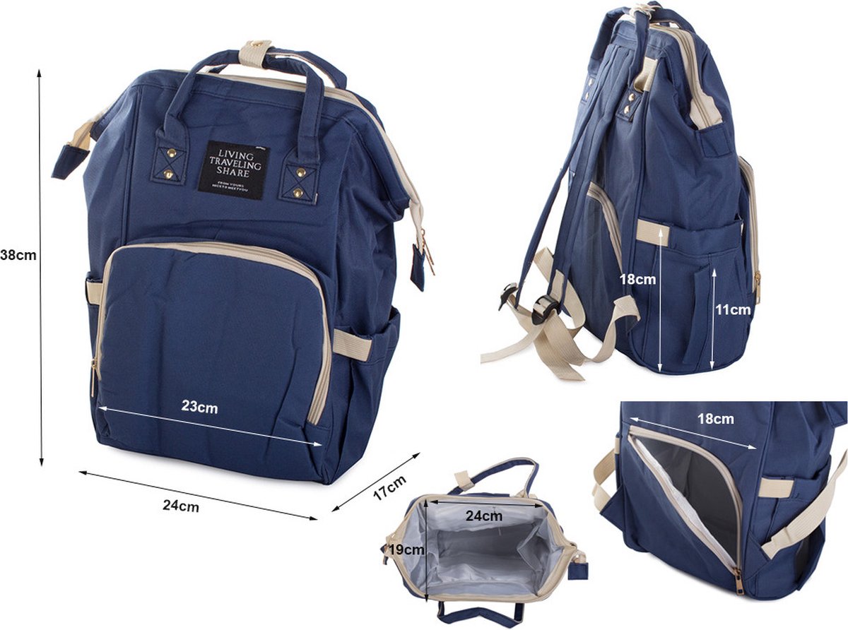 Luiertas - rugzak - verzorgingstas baby - blauw