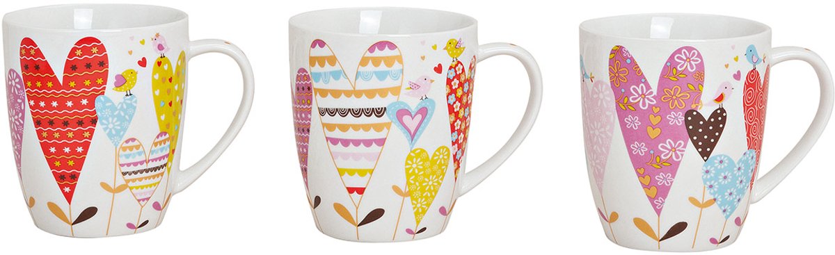 3 x Mok met Hartjes | Liefdevolle Koffiemok