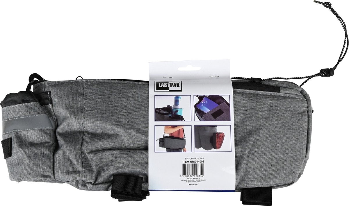 Lastpak Fiets Koeltas - 38 x 15.5 x 16 cm - 7 liter - Belastbaar tot 6 kilo - Grijs