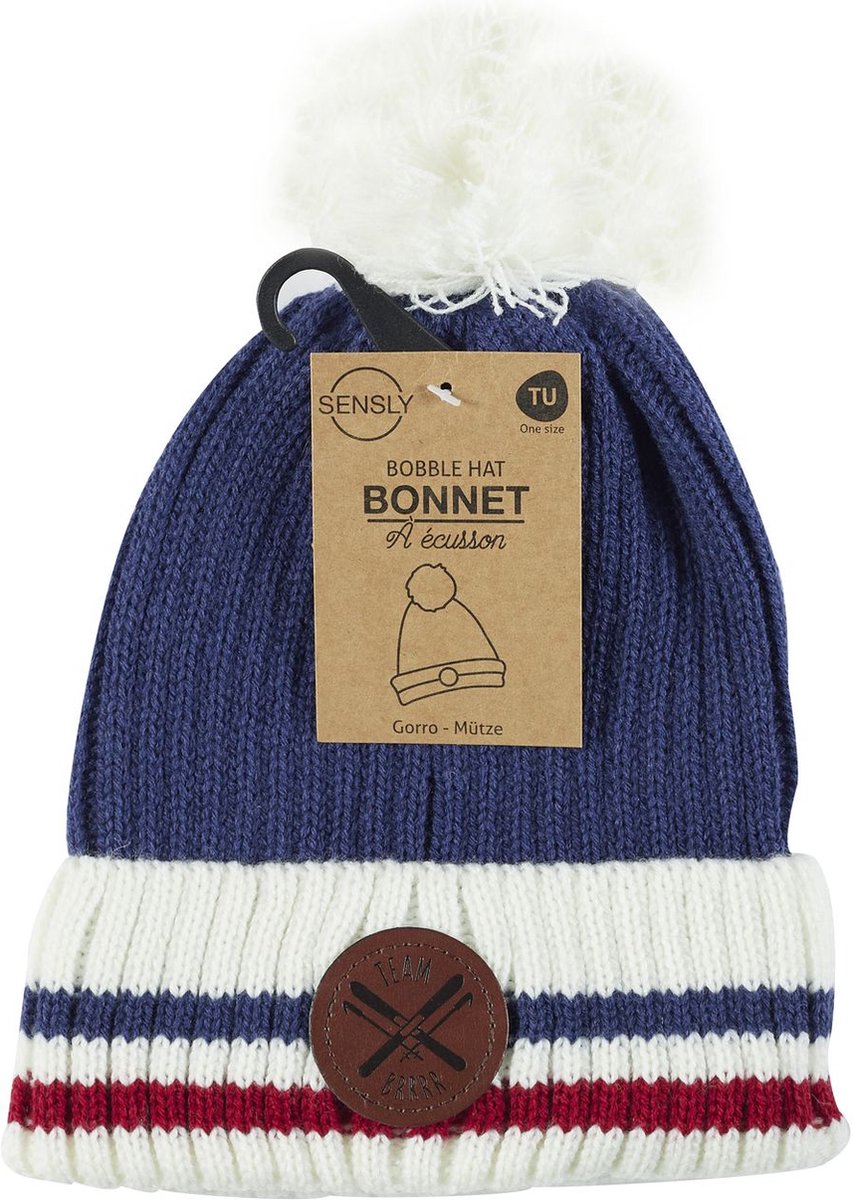 Muts - Kerstcadeau - feestelijke, comfortabele en vrolijke kerstmuts - Blauw - Grijs - Zwart