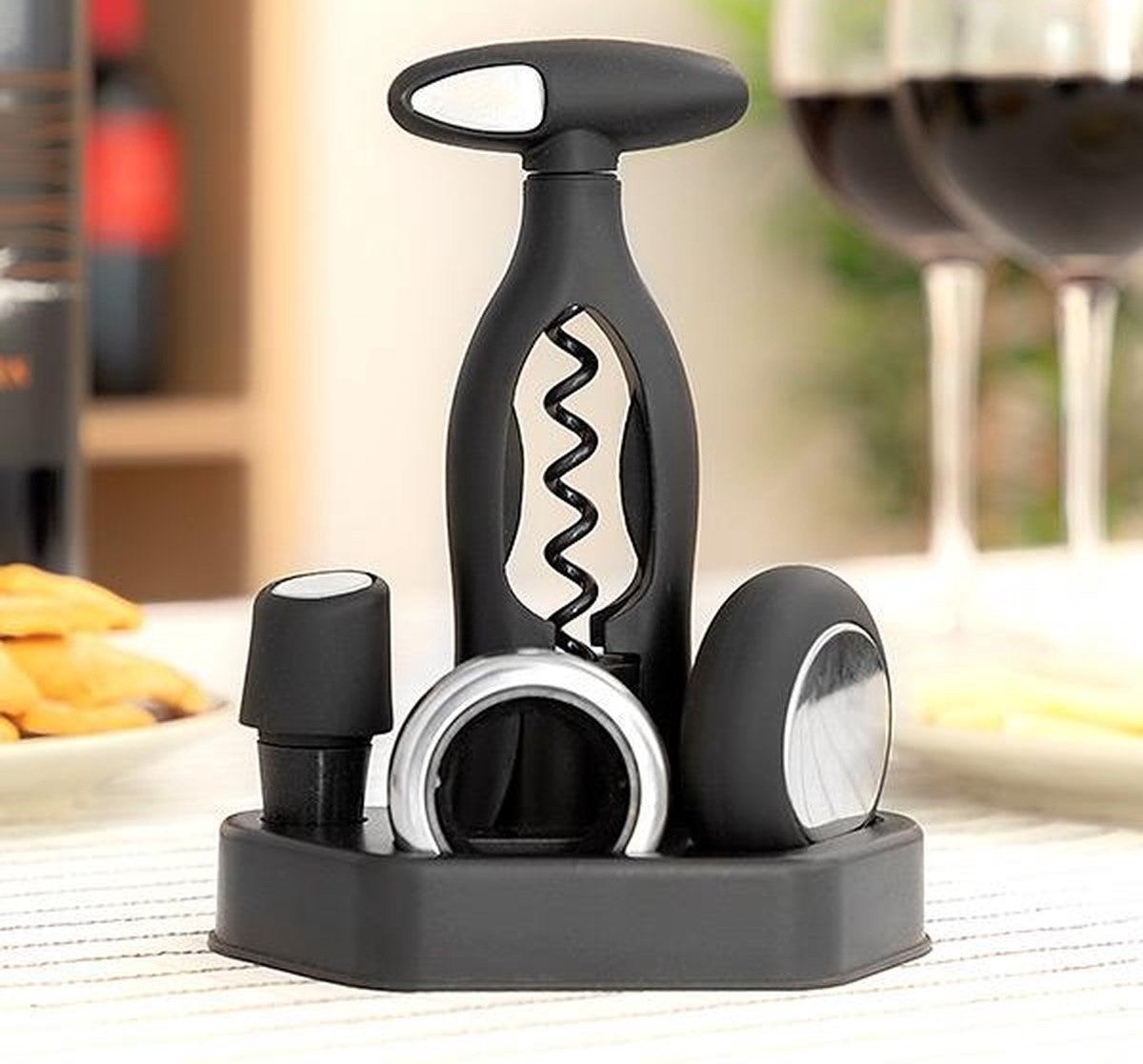 Wijnset met spiraalvormige kurkentrekker