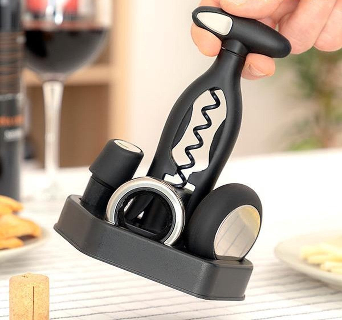 Wijnset met spiraalvormige kurkentrekker